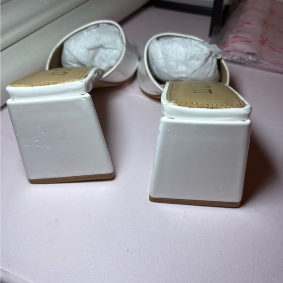 EGO White Open-Toe Mules with Gold Logo - Picture 6 of 7